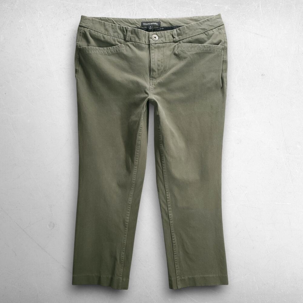 Banana Republic Cropped Ankle Chino Pants Slim Straight Stretch Women 8 Green